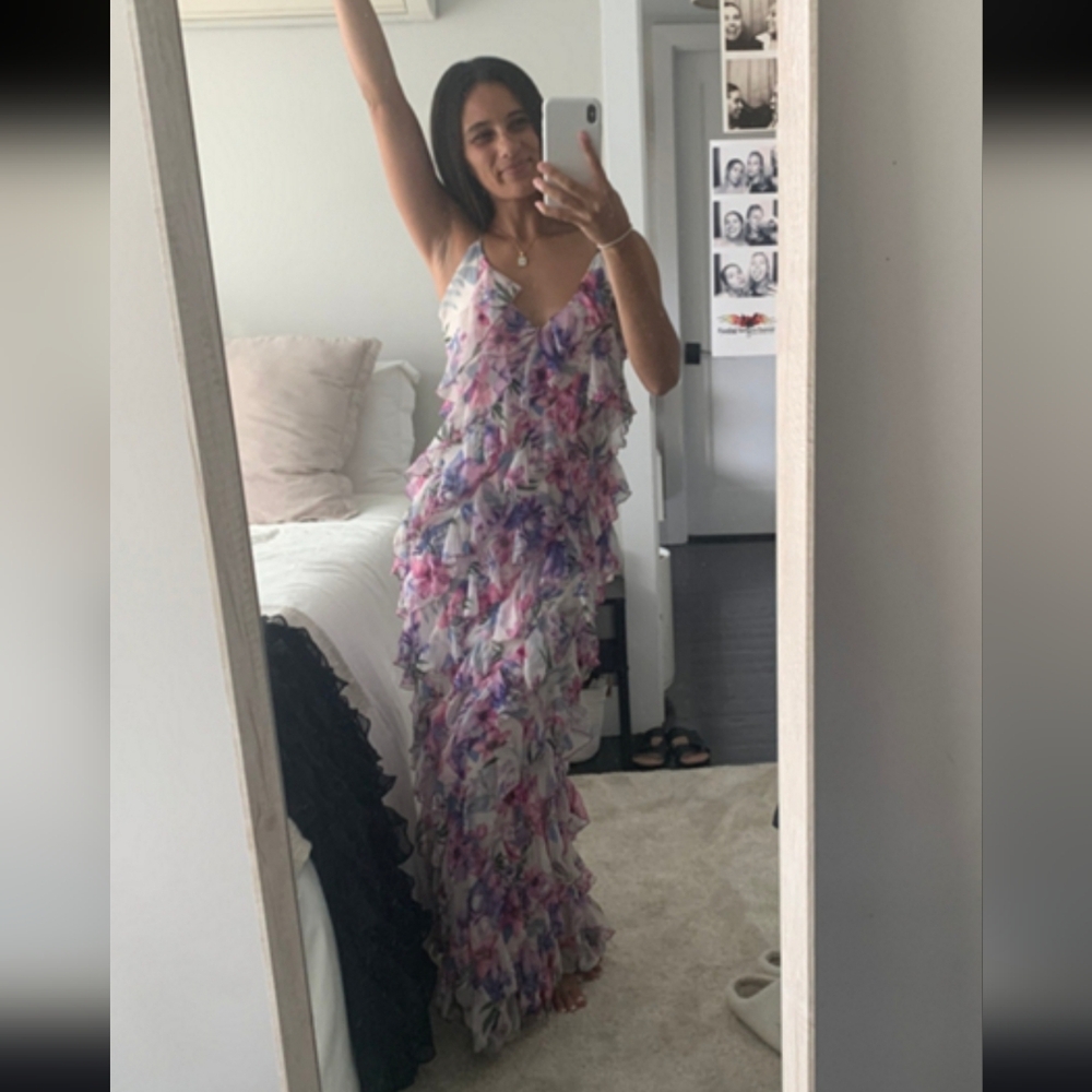 Let Me Be Jia Floral Ruffle Tiered Maxi Dress - Pink & Lavender - Picture 4 of 16